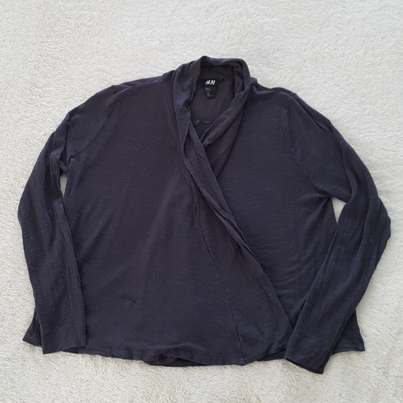 H&M dark grey open front waterfall cardigan size XS - Picture 3 of 6